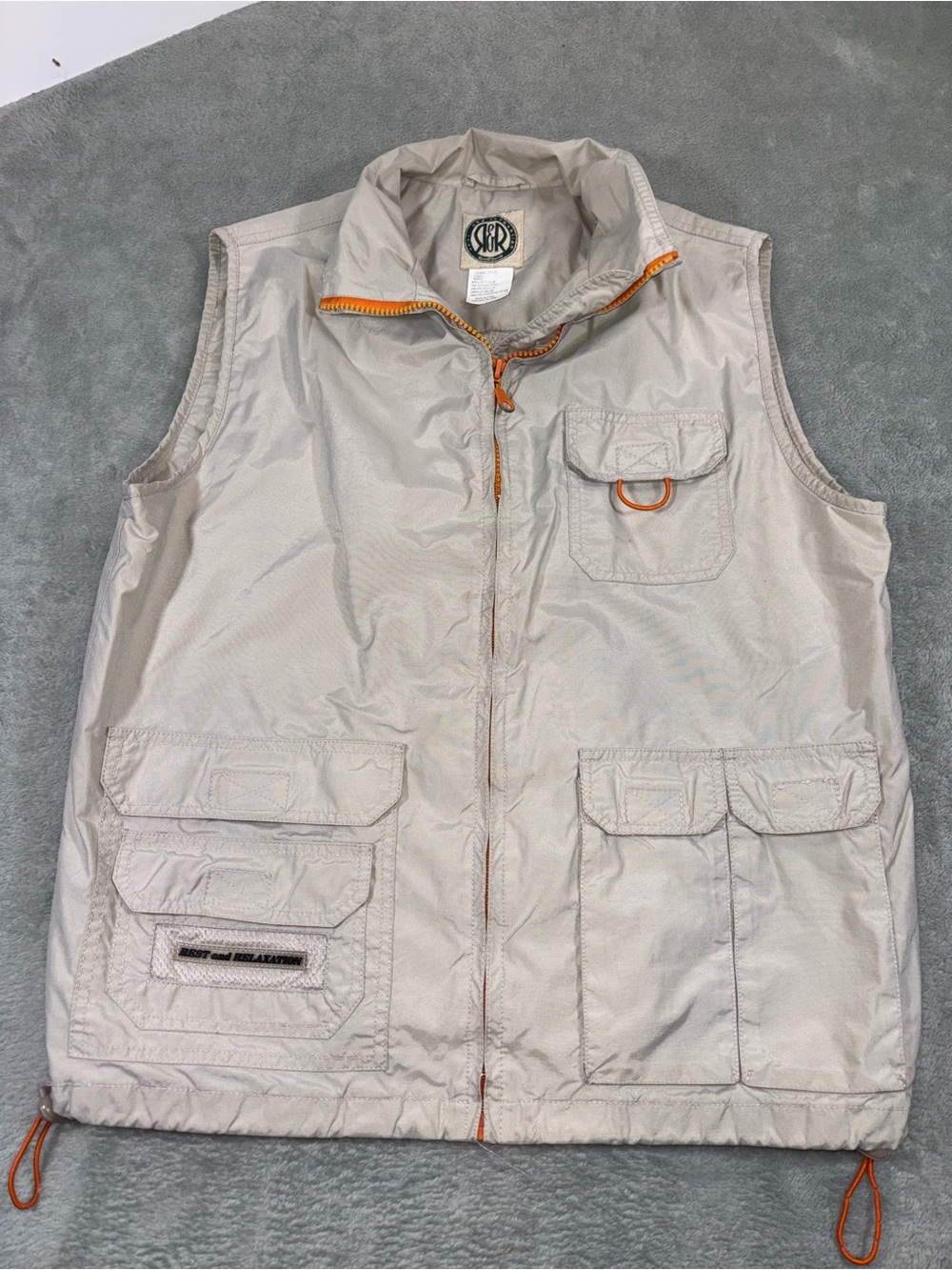 Vintage Double R Tan Utility Safari Vest Cargo Pockets Size M